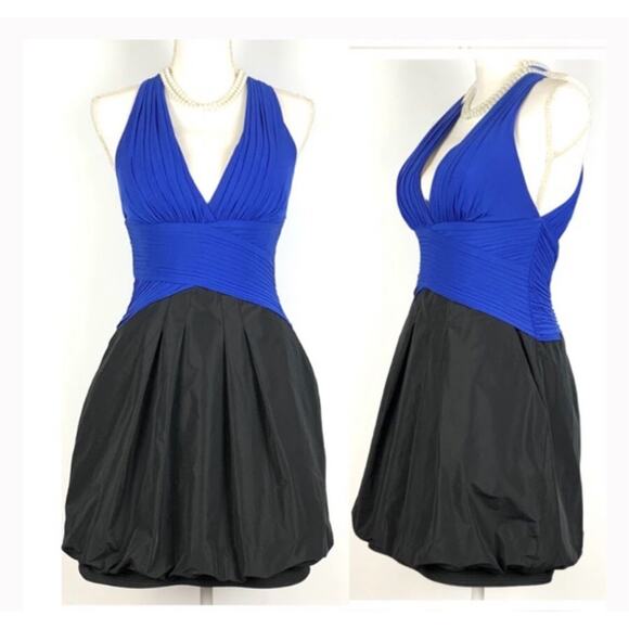 BCBGMaxAzria Blue Sapphire Knit Dress with Taffeta Bubble Skirt size XS - Picture 9 of 12